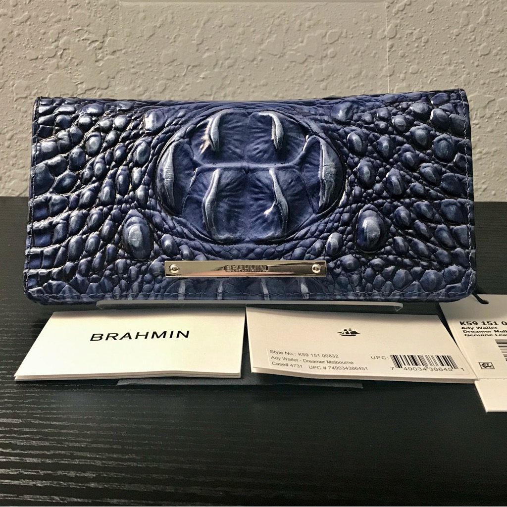 Brahmin Dreamer Melbourne Leather Ady Slim Wallet Gorgeous Pattern & Color Nwt
